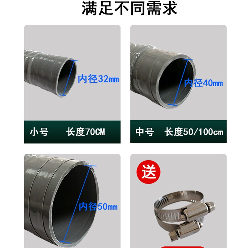 鱼缸pvc螺纹管波纹管加粗水管50mm毫米40 32大口径下水软管排水管