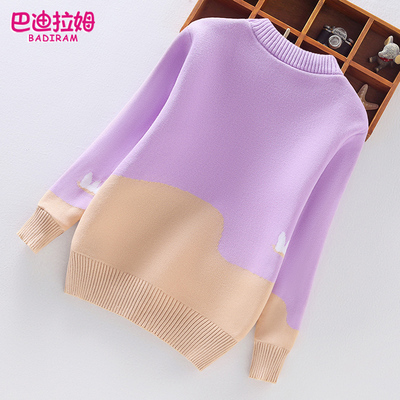 女童毛衣加绒加厚2023秋冬装新款儿童针织打底衫中大童纯棉线衣潮