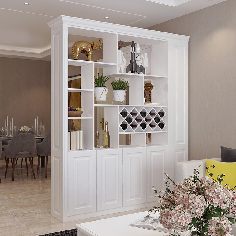 转角镂空玄关柜酒柜一体 欧式客厅屏风隔断柜可坐白色鞋柜间厅柜