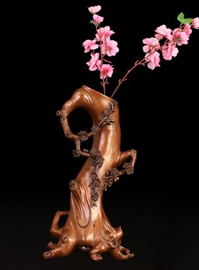 匠泽铜魂 紫铜工艺品摆件 梅花树桩花瓶家居装饰摆设品客厅摆件