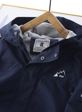 86121 儿童双层防风衣 男女童连帽工装外套中大童拉链开衫 春秋款