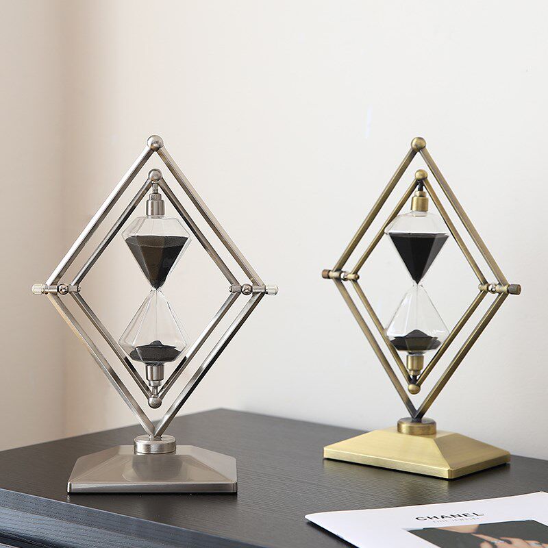 创意几何时间沙漏计时器摆件轻奢软装高级感小众办公室书房装饰品