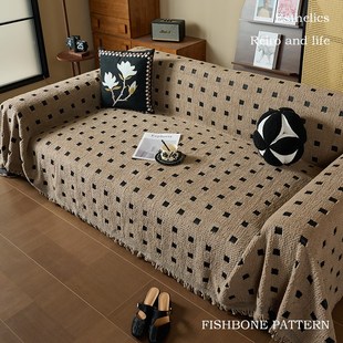 沙发盖布中古风毛毛纱高级感加厚2024盖巾沙发套罩毯沙发垫沙发巾