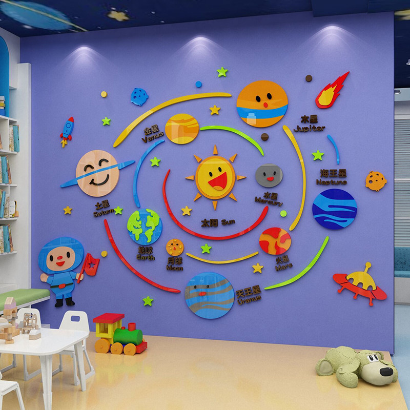 幼儿园科学区墙面装饰成品环境布B置材料儿童房间太空环创主题贴
