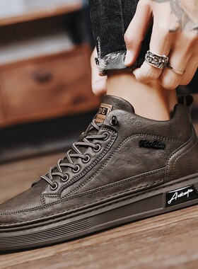 男鞋夏季内增高8cm6cm马丁男士休闲D皮鞋软底黑色板鞋增高鞋男10c