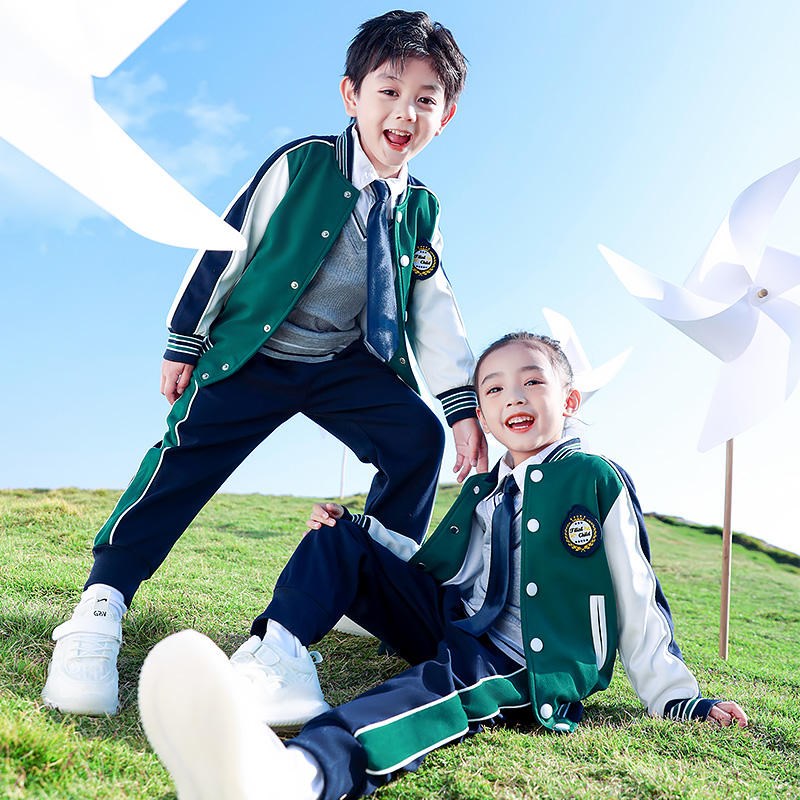 英伦风棒球服小学生校服套装儿童班C服春秋装教师三件套幼儿园园