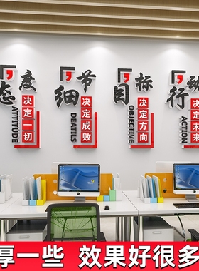 公司办公c室背景墙装饰企业会议室文化墙贴纸画布置团队励志标语
