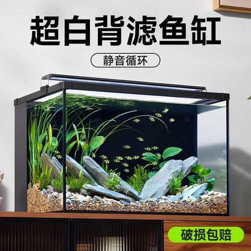 超白背滤鱼缸小型客n厅生态养鱼桌面缸免换水懒人造景自循环水草