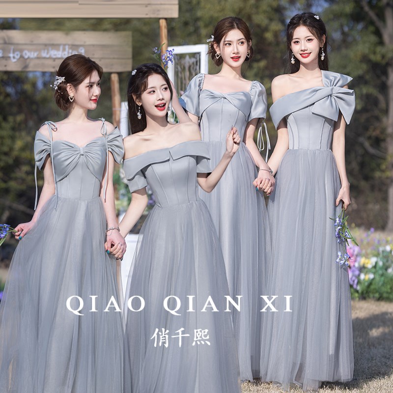 婚礼伴娘服2026新款高级小众灰色E绝美姐妹服日常可穿气质洋装女