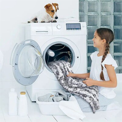 Washable Pet Sleep Mat Flannel Dog Blanket Paw PrintX for Do