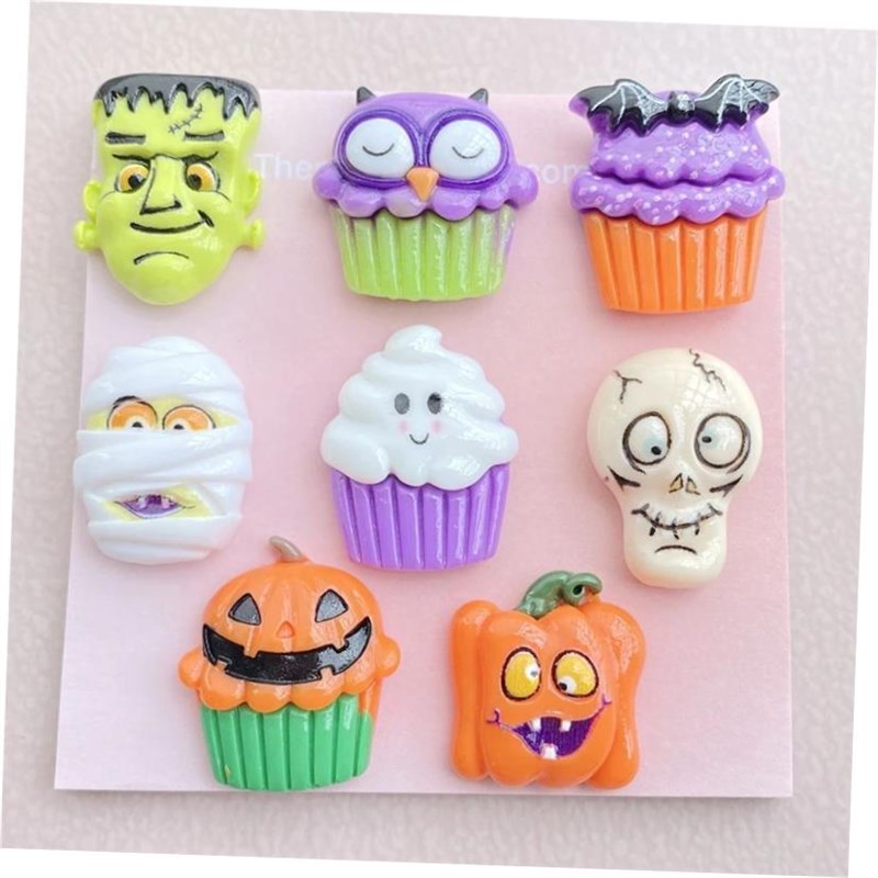 10Pcs New Cute Resins Cartoon Halloween Collection Series