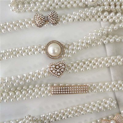 Elastic pearl belt versatile pearl fashion Rhinestone ZBelt