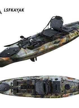 滚塑皮划艇塑料脚踏船塑料硬艇 3.66米单人脚踏船 12尺脚踏皮划艇