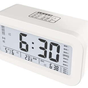 大屏时钟数字智能学生起床闹铃 夜光静音电子触摸款语音播报时钟