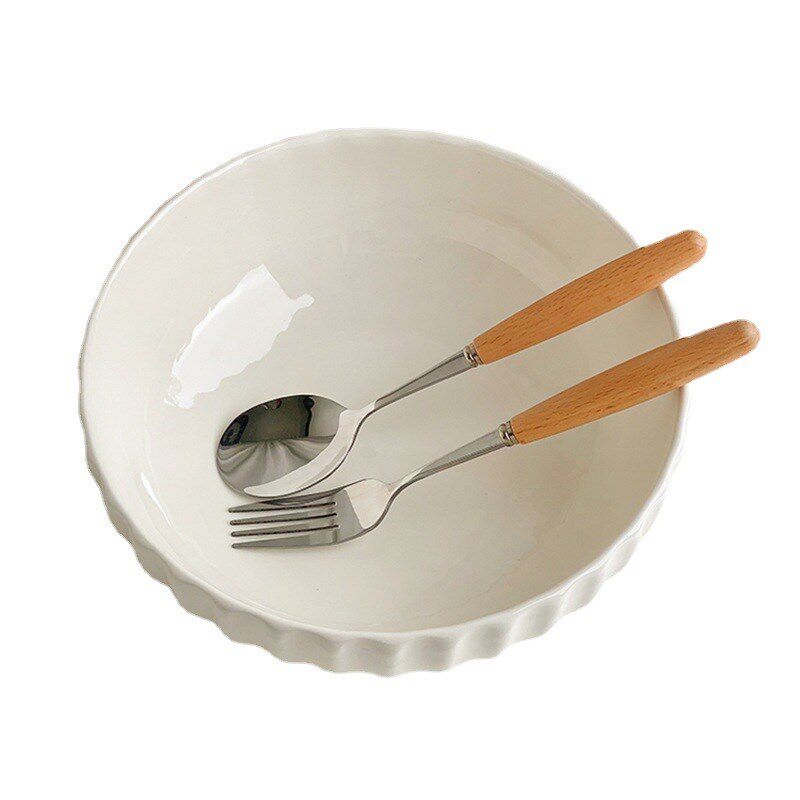 10英寸大汤碗特大号家用陶瓷简约螺蛳粉竖纹大碗泡面碗8英寸白色