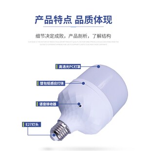 智能语音灯泡会听话的声控灯一喊亮开灯关灯卧室梯楼家用无需联网