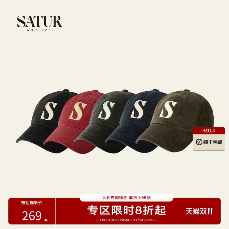 SATUR秋季新品复古时尚纯棉简约百搭经典字母刺绣棒球帽透气休闲