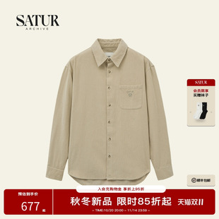 衬衫 复古休闲上衣刺绣logo灯芯绒长袖 外套 ARCHIVE2025新款 SATUR