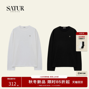 刺绣小logo长袖 SATUR 情侣复古韩国经典 新品 T恤女 ARCHIVE2025秋季