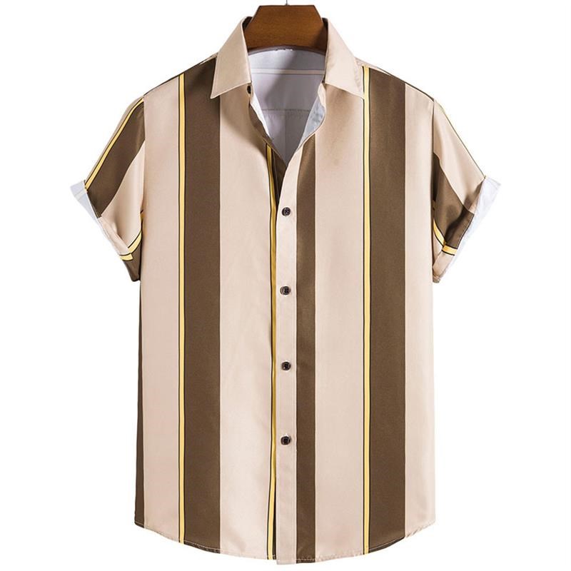 2023 Madle Clothes Simple Stripes 3d Hawaiian Shirt Men Clot