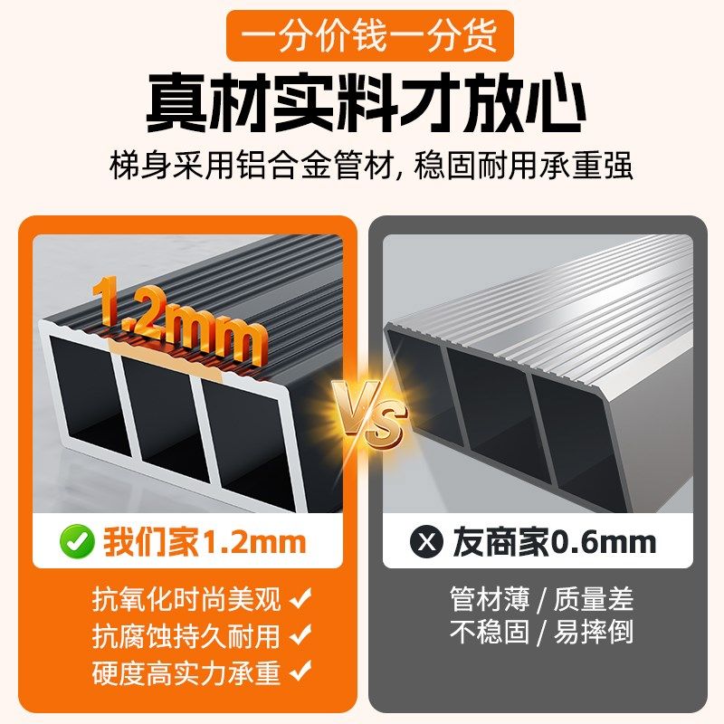 铝合金人字梯家用梯子折叠梯加厚特厚工程梯登高合梯爬楼梯凳