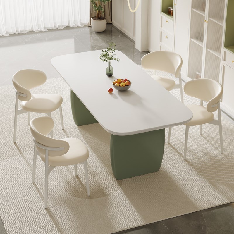 明匠轩家居纯白岩板实木餐桌椅组合现代网红简约小清新长方形饭桌