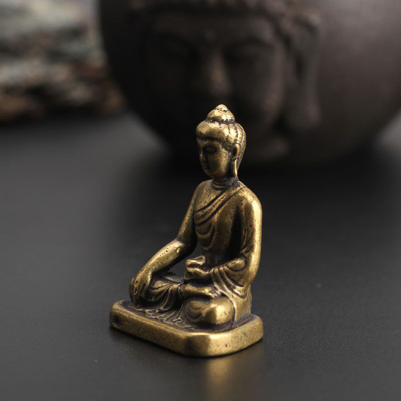 尼泊尔手工纯铜佛像小寸佛口袋佛像药师佛复古纯铜手工制作古董佛