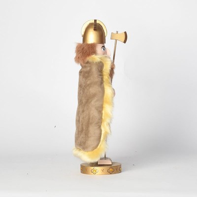 36CM维京人造型胡桃夹子木质大胡子木偶人皮质披风家居装饰工艺品