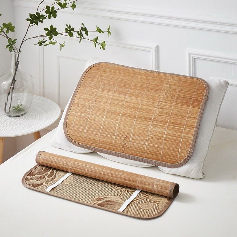 夏季竹席枕片凉席枕头套学生单人冰丝枕片家用枕垫成人藤枕套一对