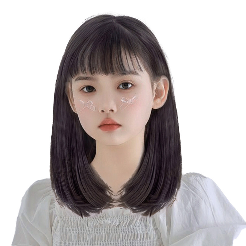 儿童假发女长发可爱女孩造型中长发模特拍照直发自然全头套假发套