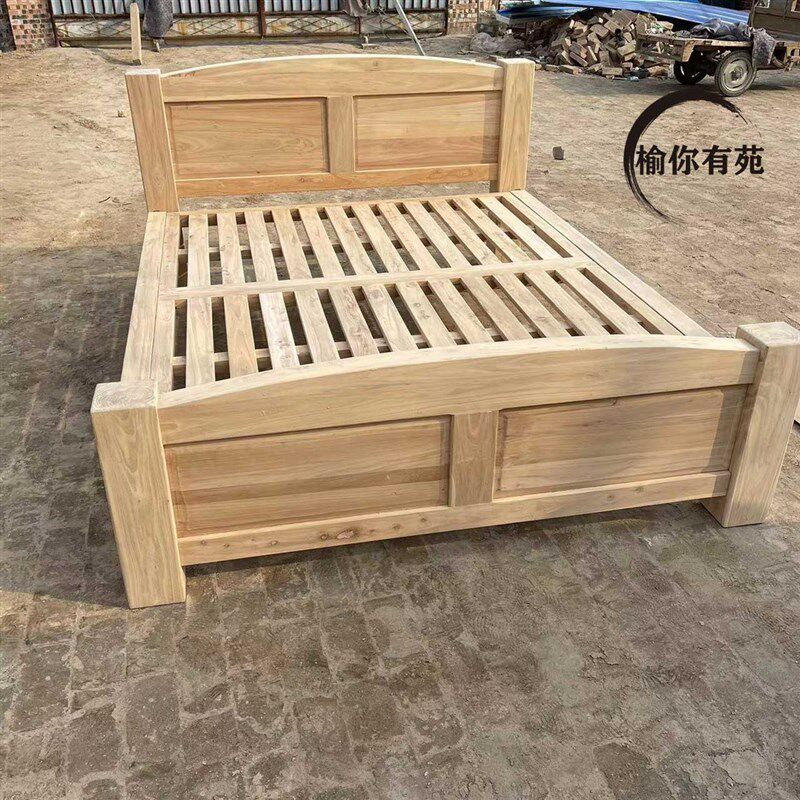 老榆木圆弧床全榆木实木双人床卯榫结构韩式大料结实环保厂家直销