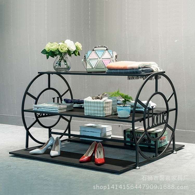 服装店展示架流水台落地式橱窗铁艺包包衣架货架陈列架中岛多功能