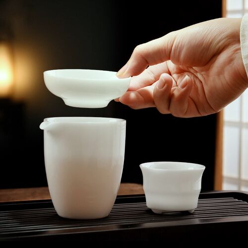棉小城冰种玉瓷公道杯分茶器茶海泡茶公道壶茶漏茶滤套装茶具配件