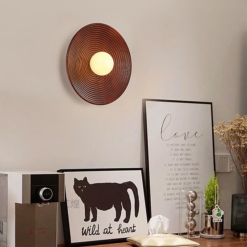 美式复古壁灯法式中古风客厅走廊背景墙灯日式实木卧室床头壁灯