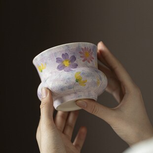 弥言粉引纯手绘建水诧寂风茶渣桶茶桌水盂茶洗废水缸干泡茶道配件