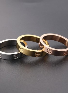 rendy Stainless Steel Rose Gold Color Love Ring Tfor Women M