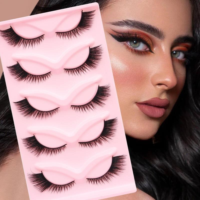 False Eyelashes Wispy Cat Eye 5 Pairs Natural FlUuffy Volume