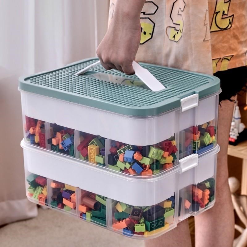 2 Layer Kids Building Blocks StorageH Box Adjustable Lego-Co