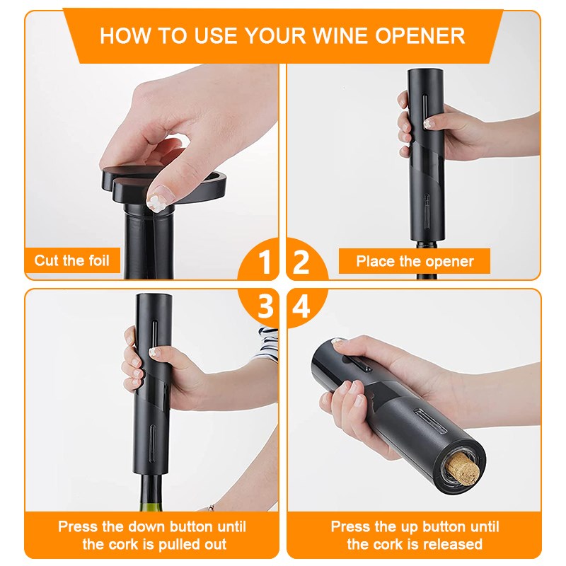 Electbric Wine Bottle Opener with Foil Cutter One-click Butt