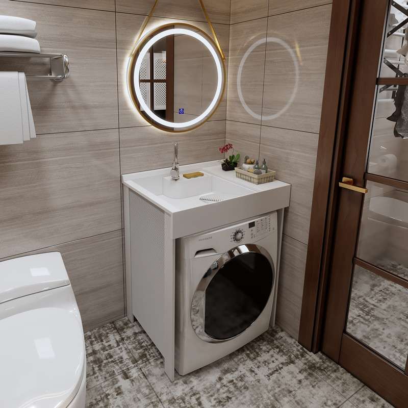 太空铝阳台洗衣机柜子带搓衣板卫生间小户型洗衣柜一体浴室柜组合