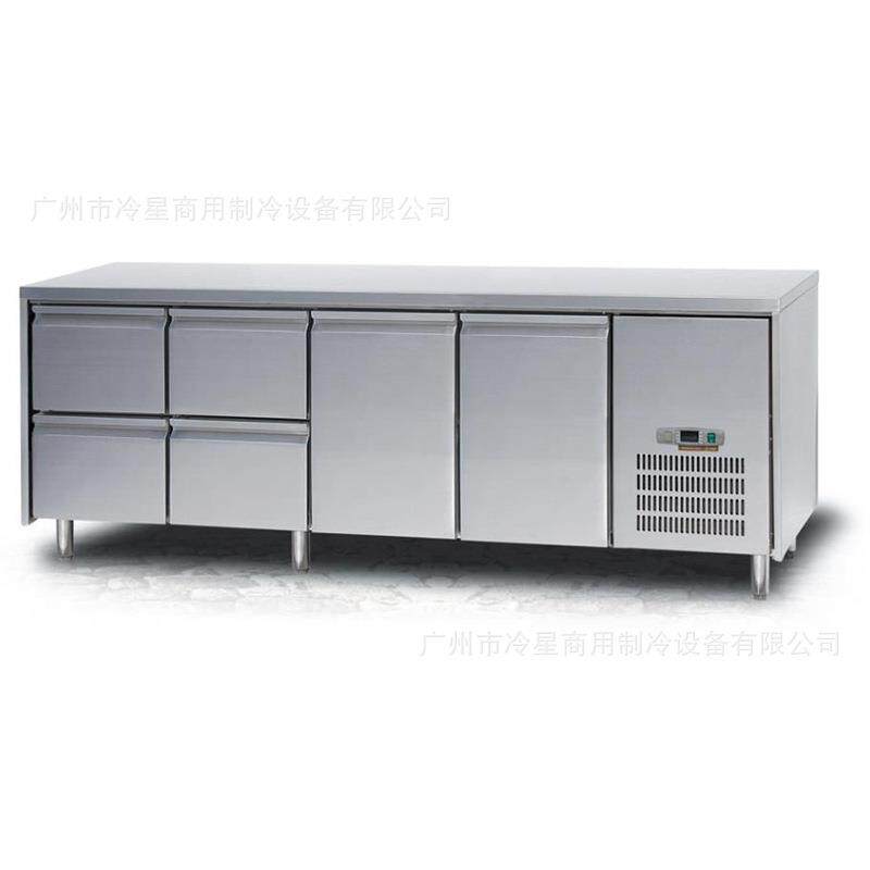 两门四抽屉冷藏工作台冰柜风冷无霜抽拉式机组不锈钢220V60hz冰箱