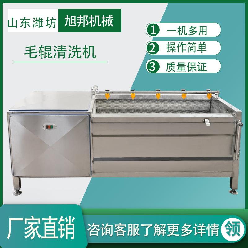 大连花蛤毛辊去杂机带毛刷姜芽去皮清洗机桃子平行毛辊清洗机器