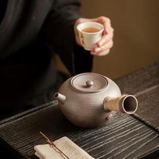 老岩泥茶壶带过滤复古粗陶围炉煮茶壶家用手工陶瓷功夫茶具