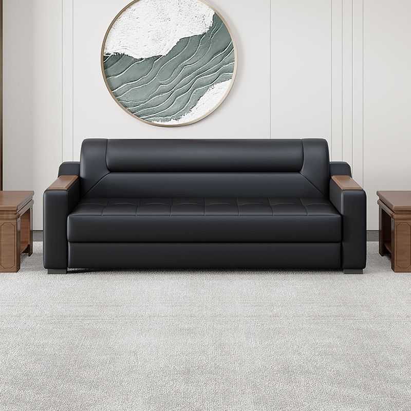 办公室沙发简约现代商务会客接待休闲三人位茶几组合套装皮艺