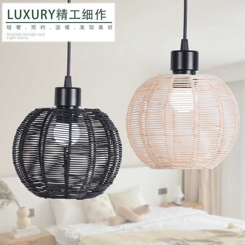 藤编灯罩创意餐厅饭店火锅店商用茶室民宿手工编织灯具装饰吊灯
