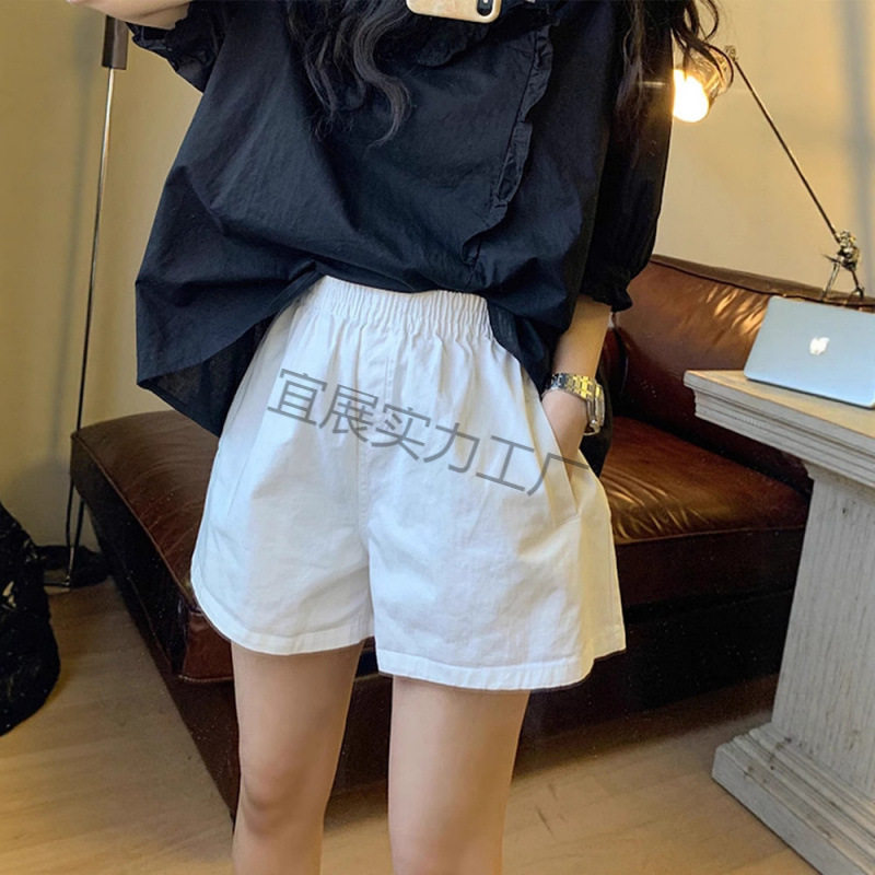 棉夏季高腰阔腿短裤女士韩版百搭大码裤装