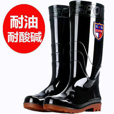便捷长筒男士雨靴茶色速洗套脚无