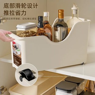 【拍一发三】大容量橱柜储物盒锅盖架滑轮置物架浴窒储物收纳盒