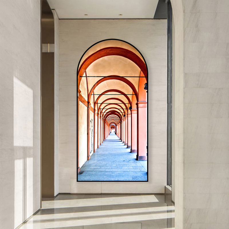 现代轻奢玄关走廊装饰画拱门形状空间建筑几何挂画酒店宾馆墙壁画图片
