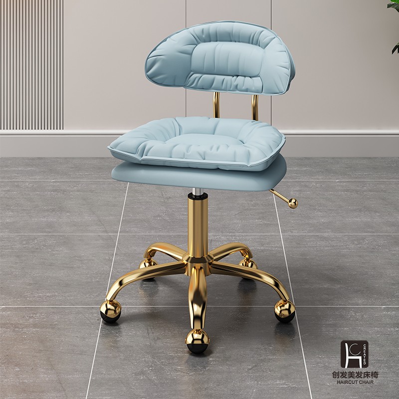 理髲店大工椅美容院美容凳子升降滑轮美发美甲师家用靠背椅子